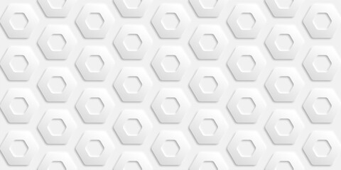 Neomorph white hexagon background for graphic design with technological theme. Can be used for covers, banners, presentations, UI design