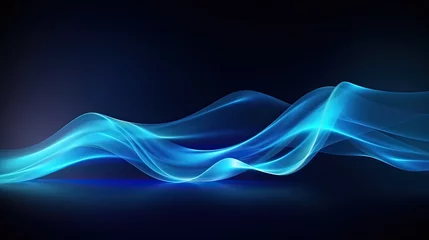 Fototapeten Beautiful abstract wave technology background with blue light digital effect © zakiroff