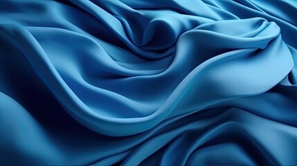 Creative blue background with folded textile layers levitating, fashion wallpaper