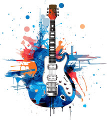 An illustration a patriotic usa guitar design - obrazy, fototapety, plakaty
