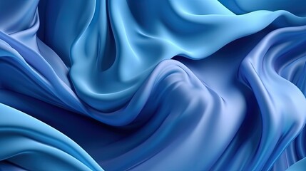 Abstract blue background with folded textile layers levitating, fashion wallpaper