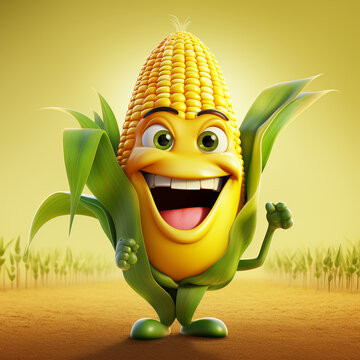 cute corn character illustration