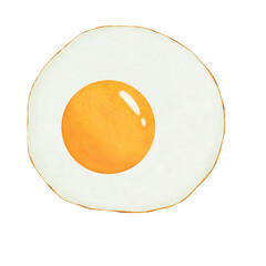Drawing of a fried egg isolated on white background for healthy eating and food concept
