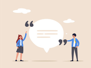 Communication concept. People or couple talk or have lively discussion in office. Productive dialogue, conversation between man and woman. Corporate communication between coworkers, manager and team. - obrazy, fototapety, plakaty