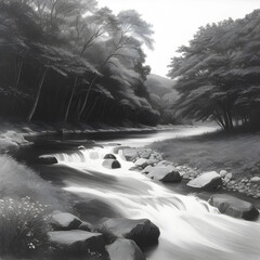 waterfall in the mountains