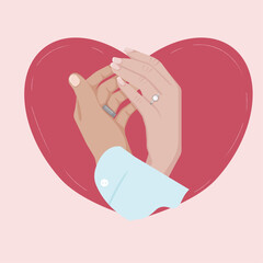 hands of bride and groom are holding each other 