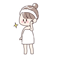 肌に手をあてる女性