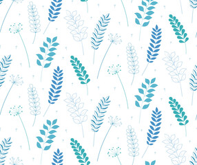 Seamless floral pattern with twigs
