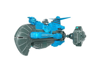 steam punk spaceship in white background