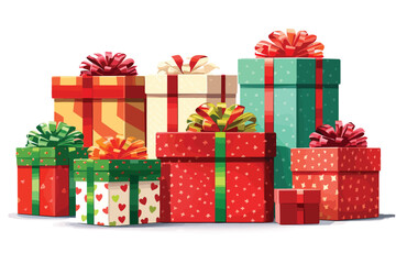 Christmas decoration with christmas tree gift boxes red candles christmas vector art illustration.