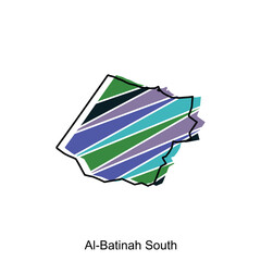 Al Batinah South map illustration design template, Oman political map with neighbors and capital, national borders