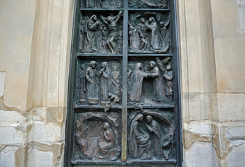 Bronze door of Saint-Pierre de Montmartre church - Paris, France