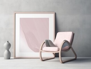 Pink modern stylish room with frame and sofa. Generative AI