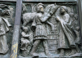 Detail of the Bronze door - Saint-Pierre de Montmartre church - Paris, France