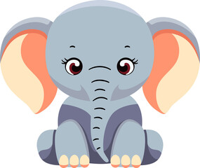 Cute elephant cartoon minimal