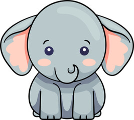 Cute elephant cartoon minimal with outline