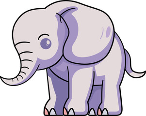 Cute elephant cartoon minimal with outline