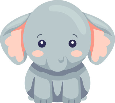 Cute elephant cartoon minimal