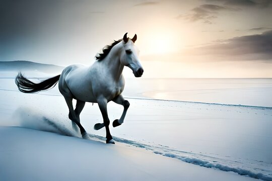 horse in the snow Generated AI
