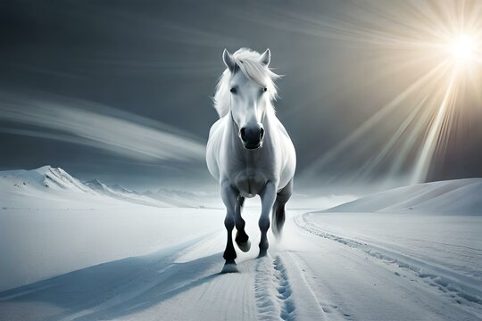 horse in snow Generated AI