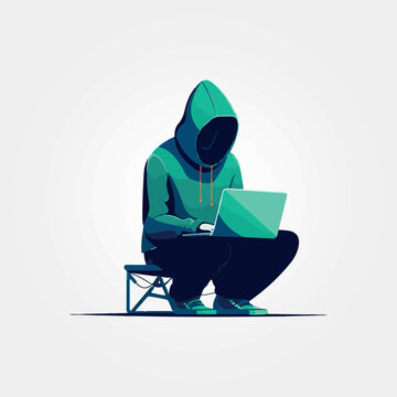 recommend clip art: hacker sitting using laptop for bad
