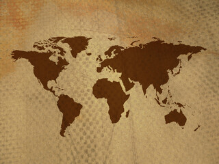 Fototapeta na wymiar Old watercolor styled world map. Natural earth tones.