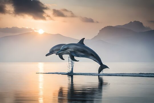 dolphin jumping into the sea Generated AI