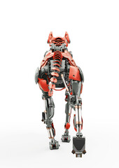 cyber dog is walking away rear view