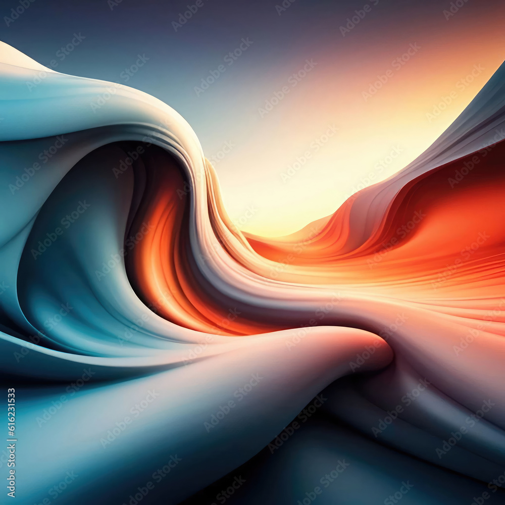 Poster abstract curvy lines background. generative ai art.