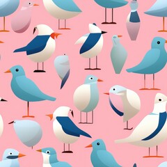 Vibrant Aviators: A Trendy Bird Color Burst. Seamless pattern. Digitales Papier. generative ai illustration.