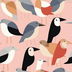 Radiant Plumage: A Trendy Bird Power Pattern. Super trendy. Seamless pattern. Digitales Papier. generative ai illustration.