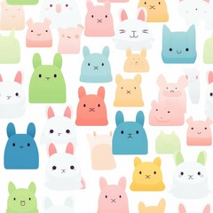 Fototapeta premium Whimsical Mallow Magic: A Trendy Delight. Super trendy. Seamless pattern. Digitales Papier. generative ai illustration.