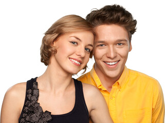 Portrait of Happy Young Couple Smiling