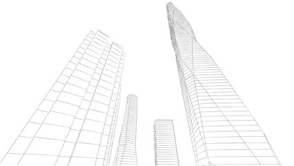 Fototapeta na wymiar Modern skyscrapers architectural sketch 3d illustration