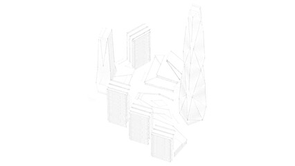 Modern skyscrapers architectural sketch 3d illustration