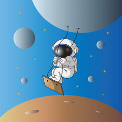 Naklejka premium an astronaut is swinging in space