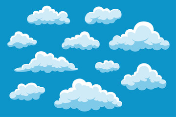 white blue sky clound collection vector design