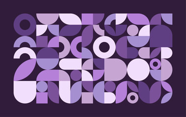 Obraz premium Abstract geometric banner. Simple circle square shapes, modern swiss pattern brand identity package design. Vector background