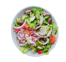 Deurstickers greek salad in bowl on transparent background shot from overhead view  © Joshua Resnick