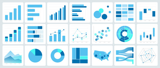 Data visualization types flat editable vector