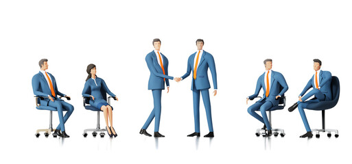 Business people handshake, making agreements, having a deal. Business team on a meeting. 3D rendering illustration