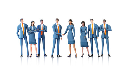 Business people handshake, making agreements, having a deal. Business team on a meeting. 3D rendering illustration