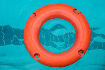 Lifebuoy in the pool in the summer