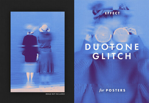 Glitch Poster Photo Effect Mockup
