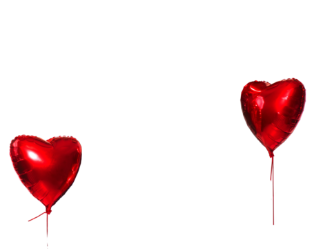 Set Heart red balloons, valentines, love,  wedding romantic overlays. Red color heart shaped foil balloons. Balloon isolated on transparent background. png 