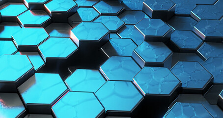 Abstract hexagonal geometric ultra-wide background Structure of lots of hexagons of carbon