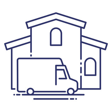 recommend clip art: Home delivery line design icon