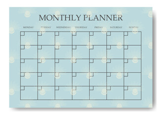 Monthly planner minimalist planner page design. Categories of notes.