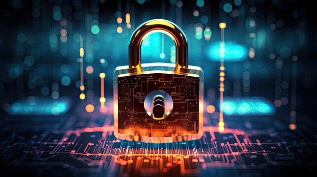 A padlock on an electronic background. Concept for internet security
