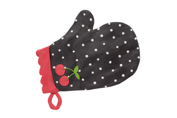 Handmade kitchen oven mitt with plasticine. Oven mitt and potholder of plasticine. Kitchen accessory. Cooking mitten, oven-glove